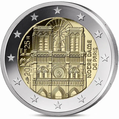2 euro 2025 Francúzsko cc.PROOF, Notre-Dame de Paris