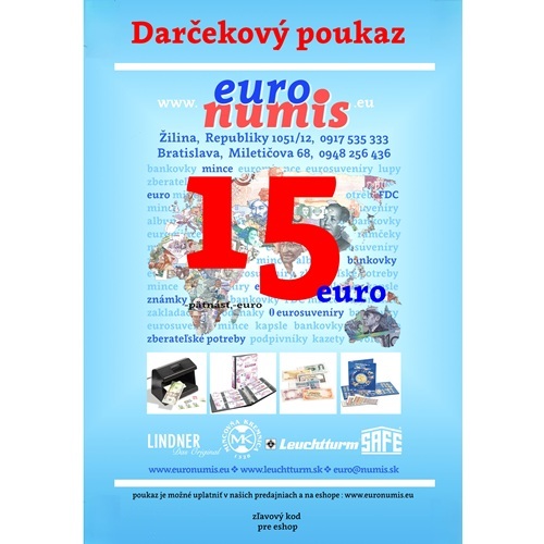 Darčekový poukaz, elektronický, na sumu 15 euro