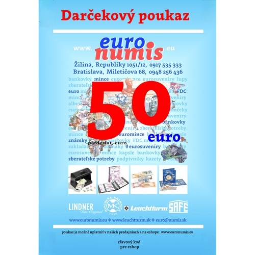 Darčekový poukaz, elektronický, na sumu 50 euro