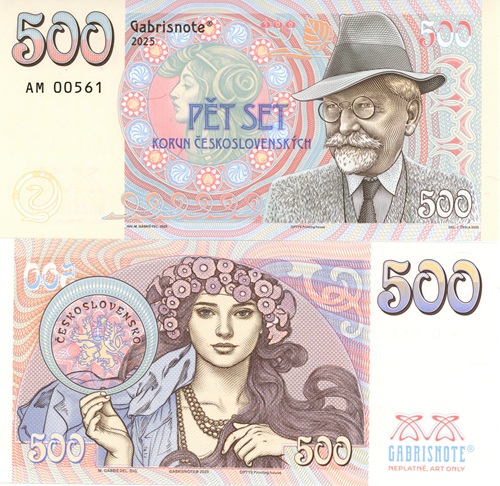 500 Korún 2025 Československo UNC Alfonz Mucha séria AM