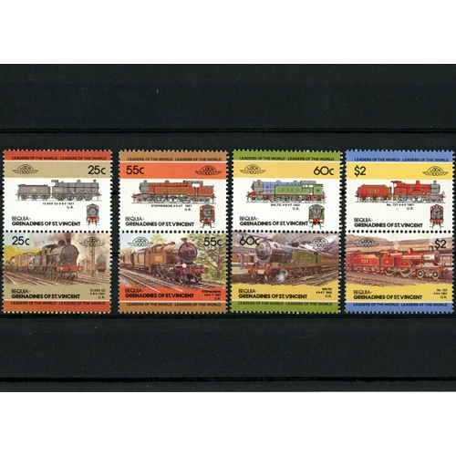 Známky 1985 Bequia (Svätý Vincent a Grenadíny) čisté, Lídri sveta - Železničné lokomotívy 2