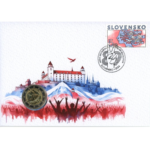 2 euro 2009 Slovensko numizmatická obálka, Nežná revolúcia (WD)