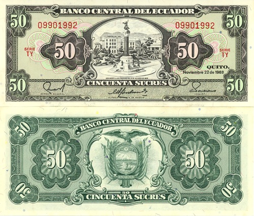 50 Sucres 1988 Ekvádor UNC séria TY