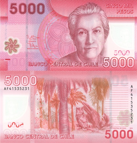 5000 Pesos 2014 Chile UNC séria AF