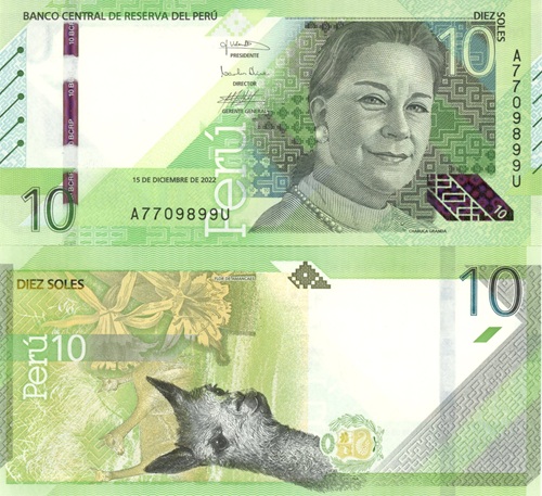 10 Soles 2022 Peru UNC séria A*U