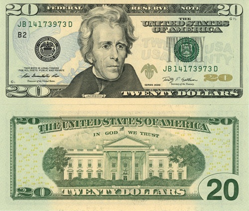 20 Dollars 2009 USA UNC séria JB*D