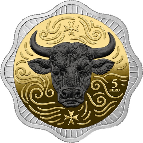 5 euro 2025 Malta BU farbená 1 Oz Ag, Maltese Ox