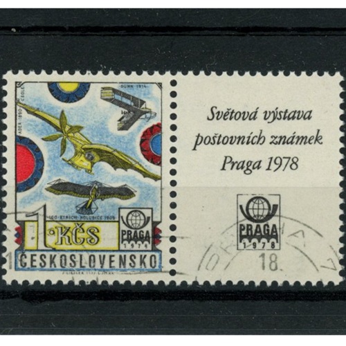 Známka 1977 Československo pečiatkovaná, História letectva Praga 1978 (1 Kčs)