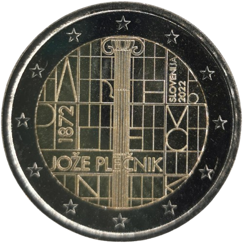 2 euro 2022 Slovinsko cc.BU, Jože Plečnik