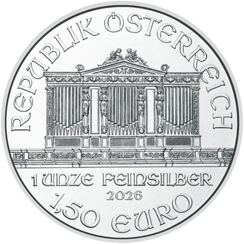 1.50 euro 2026 Rakúsko BU 1 Oz Ag, Wiener Philharmoniker