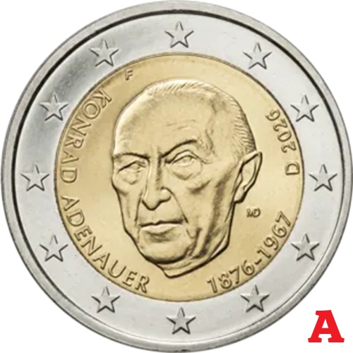 2 euro 2026 A Nemecko cc.UNC, Konrad Adenauer