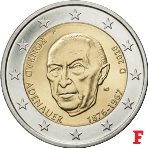 2 euro 2026 F Nemecko cc.UNC, Konrad Adenauer