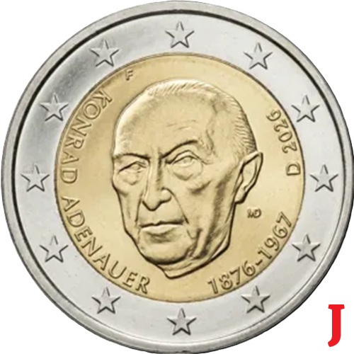 2 euro 2026 J Nemecko cc.UNC, Konrad Adenauer