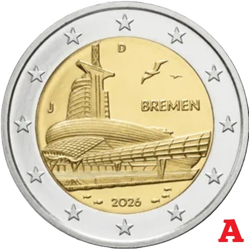 2 euro 2026 A Nemecko cc.UNC, Bremen