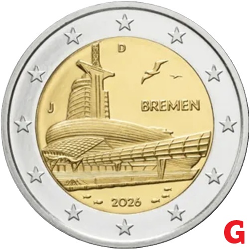 2 euro 2026 G Nemecko cc.UNC, Bremen