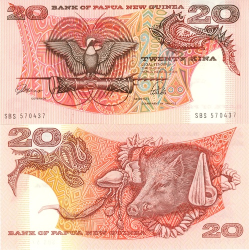 20 Kina 1989 Papua Nová Guinea UNC séria SBS