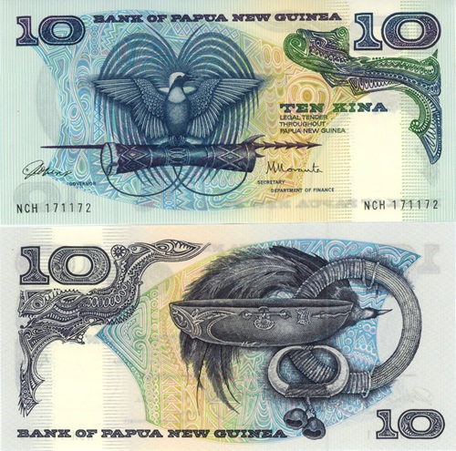 10 Kina 1985 Papua Nová Guinea UNC séria NCH