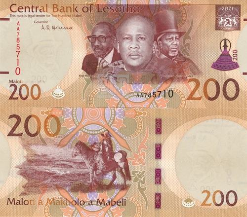 200 Maloti 2021 Lesotho UNC séria AA