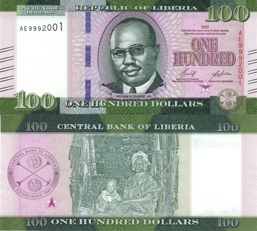 100 Dollars 2021 Libéria UNC séria AE