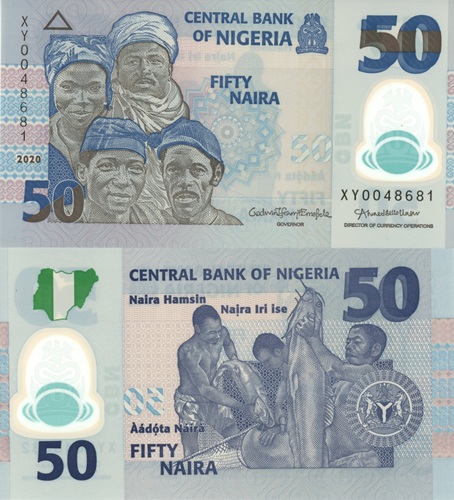50 Naira 2020 Nigéria UNC séria XY