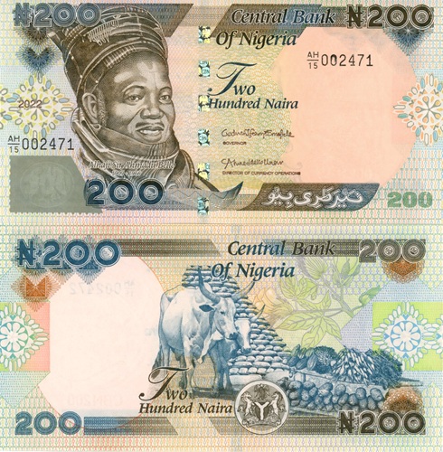 200 Naira 2022 Nigéria UNC séria AH/15