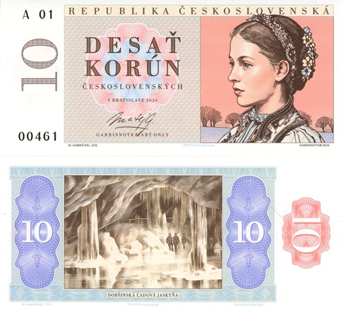 10 Korún 2026 Československo UNC vzor 1949 séria A01