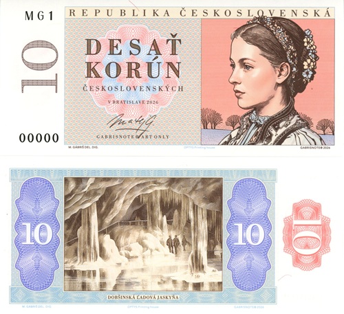 10 Korún 2026 Československo UNC vzor 1949 séria MG1 anulát
