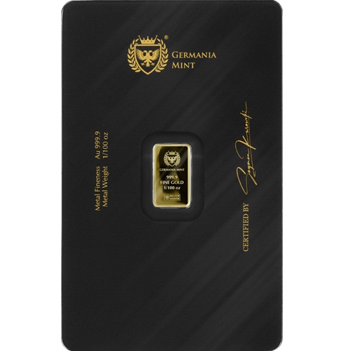 Investičné zlato - zlatá tehlička PROOF 1/100 Oz (0,311g) Au Germania Mint