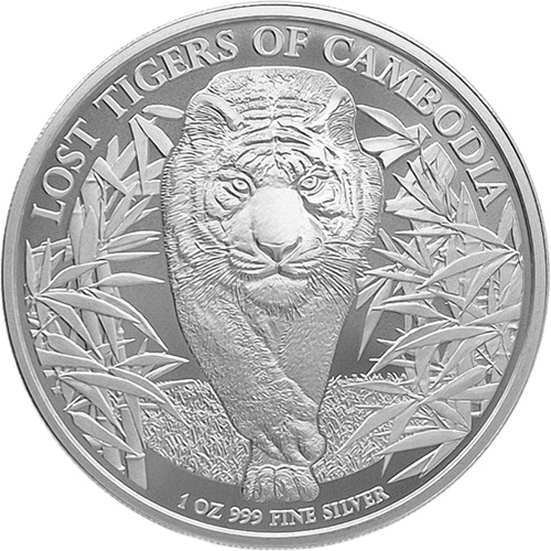 3000 Riels 2026 Kambodža BU 1 Oz Ag, Lost Tiger of Cambodia