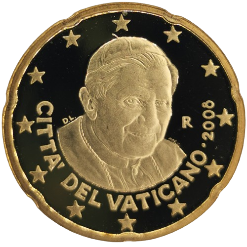 20 cent 2008 Vatikán ob.PROOF, Benedikt XVI.