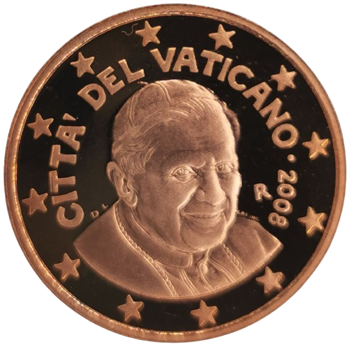 2 cent 2008 Vatikán ob.PROOF, Benedikt XVI.