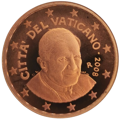 1 cent 2008 Vatikán ob.PROOF, Benedikt XVI.