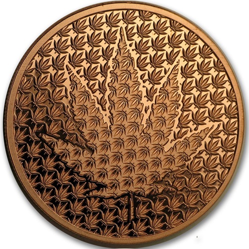 Medaila, ADVP OUNCE 999/1000 Cu, Cannabis Hidden Leaf 