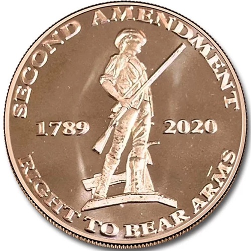 Medaila, ADVP OUNCE 999/1000 Cu, 2nd Amendment Original Minuteman