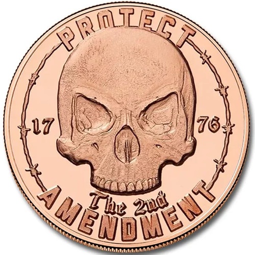 Medaila, ADVP OUNCE 999/1000 Cu, 2nd Amendment Skull