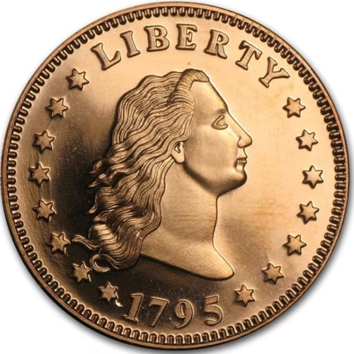 Medaila, ADVP OUNCE 999/1000 Cu, Flowing Hair Liberty