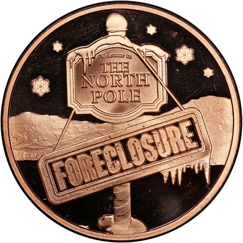 Medaila, ADVP OUNCE 999/1000 Cu, North Pole Foreclosure - Christmas is Cancelled
