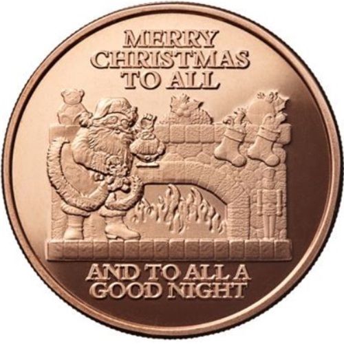 Medaila, ADVP OUNCE 999/1000 Cu, Merry Christmas - Santa Fireplace