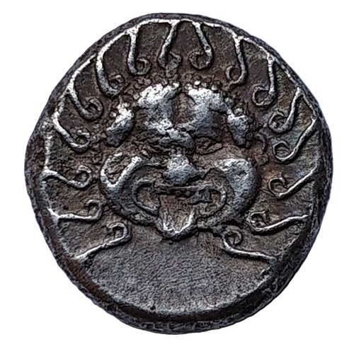 Strieborná Drachma 5 - 4 storočie p.n.l. , Grécko, Apollonia Pontica - Gorgona / Medusa