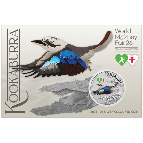 Dollar 2026 Austrália BU karta farbená 1 Oz Ag, Kookaburra WMF