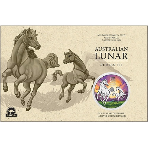 Dollar 2026 Austrália BU karta farbená 1 Oz Ag, Lunar III. (ANDA Special)