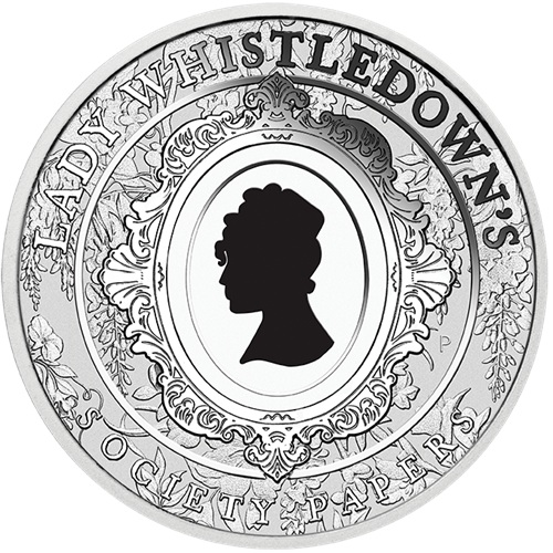 Dollar 2026 Tuvalu PROOF farbená 1 Oz Ag, Bridgerton - Lady Whistledown