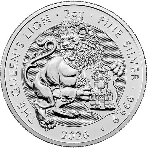 5 Pounds 2026 Anglicko BU 2 Oz Ag, Tudor Beasts - Queen’s Lion