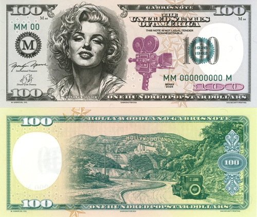 100 Popstar Dollars 2026 USA UNC Marilyn Monroe séria MM*M anulát