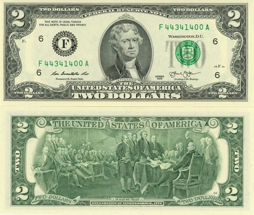 2 Dollars 2013 USA UNC séria F*A