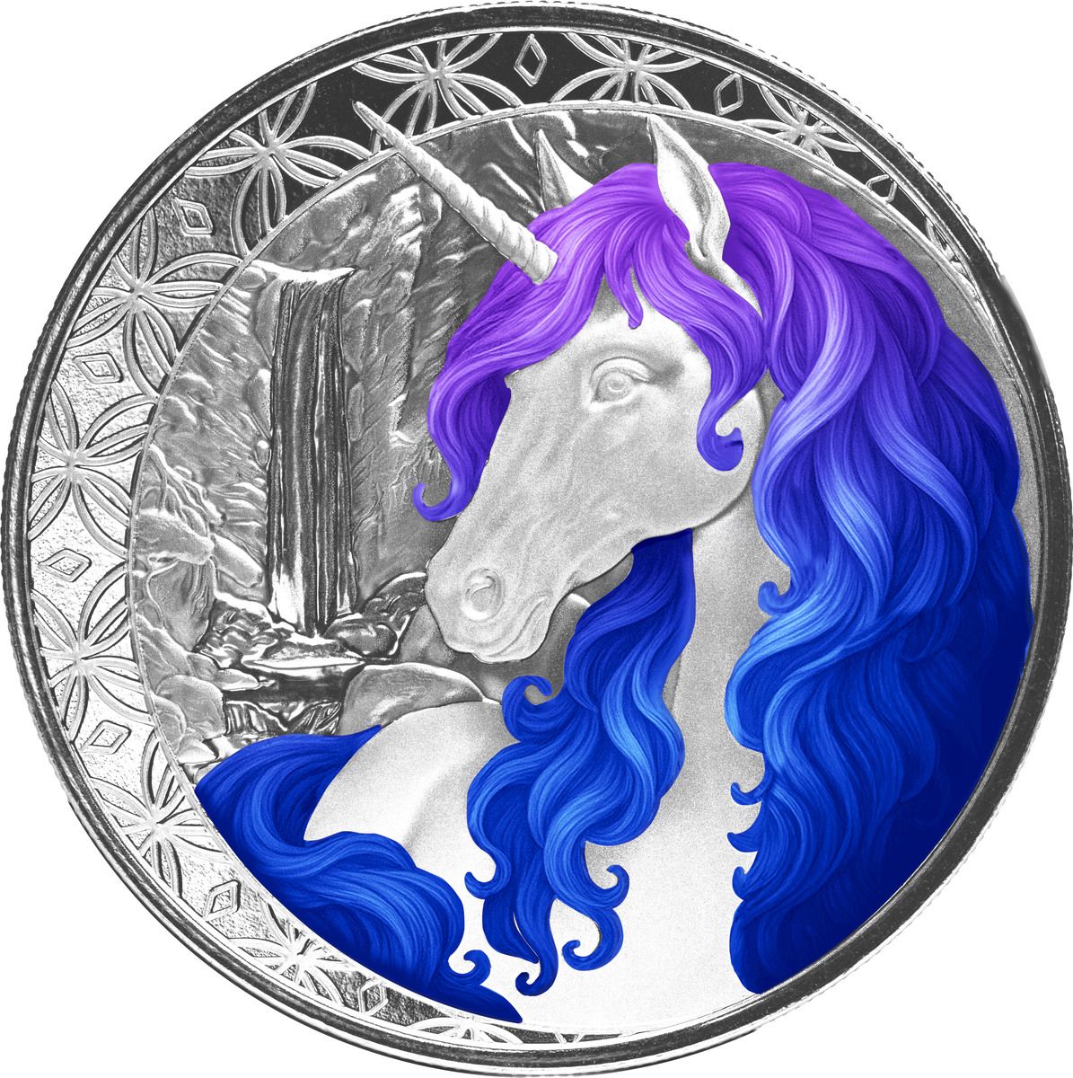 Dollar 2025 Fidži BU karta farbená 1 Oz Ag, Unicorn Celestra