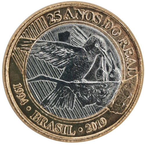1 Real 2019 Brazília UNC, 25. výročie zavedenie meny Real
