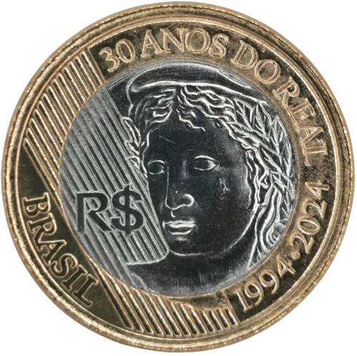 1 Real 2024 Brazília UNC, 30. výročie zavedenie meny Real