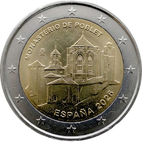 2 euro 2026 Španielsko cc.UNC, Opátstvo Poblet