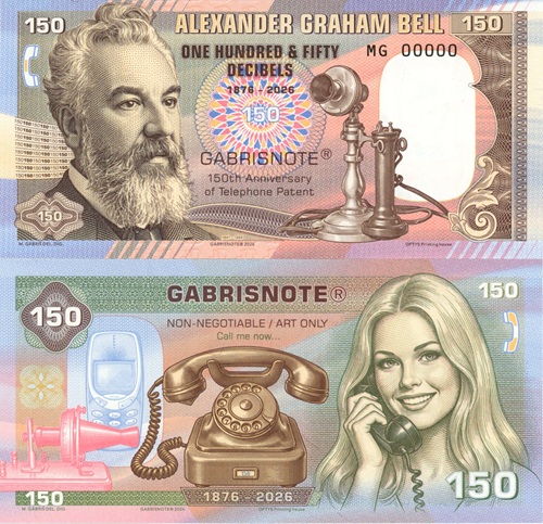 150 dB telefón Alexander Bell 2026 UNC séria MG anulát